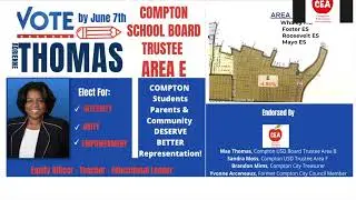 Vote for Adrienne Thomas Compton School Board Area E 2022