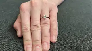 0.5ct Oval Lab Diamond Solitaire Engagement Ring | 14K White Gold Moissanite Hidden Halo Ring