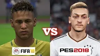 FIFA 18 vs PES 2018 Brazil&Germany Players Faces Comparison