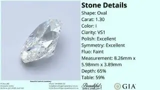 1 30ct Oval Brilliant Diamond I VS1 GIA Certified