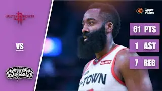 TB - James Harden - 61 Points, 3 Steals, 9 Three-Pointers vs Spurs - 2018-19 Regular Season