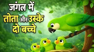 जंगल में तोता और उसके दो बच्चे 🦜🐦‍#ai #cartoon #animatedmovie #birds 