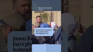 NFL star Jason Kelce smashes fan's phone after slur aimed at his brother Travis | ABC News