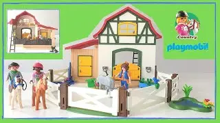 Unboxing and Building Playmobil Pony Farm Playset