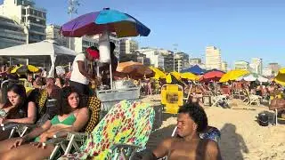 Прогулка по пляжу Рио-де-Жанейро 🇧🇷 | Ипанема и Леблон во время жары 42&deg;C | 4K 60fps