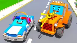 Orange Traktor und Polizeiwagen spielen Trompete | Cars Town - Heller Cartoon Online f&uuml;r Kinder