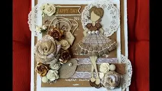 Burlap-Lace-Cork Prima Doll Card
