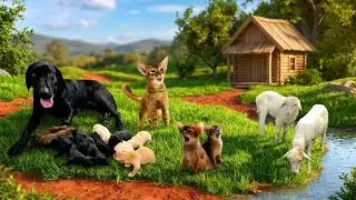 Cute kittens fighting over goat and dog milk