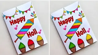 Last minute Happy Holi Easy Card |Handmade Holi greeting card |DIY HoliCard |Happy Holi Card
