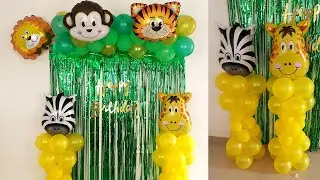 Birthday Decoration Ideas At Home,Jungle theme birthday decoration ideas ,Animal Zoo  Party