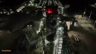 Combined Cycle Power Plant Night Drone Footage