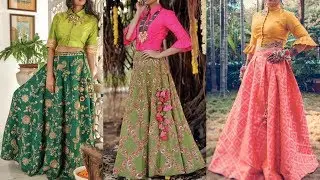 Ethnic Long Skirt With Crop Top | Latest Long skirt Designs Party Wear / Long Skirts Simple