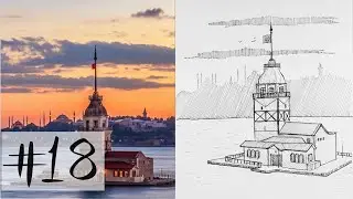 Mekan Nasıl Çizilir? (HowToDrawPerspective)  - Kız Kulesi (istanbul) #18