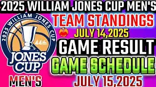 TEAM STANDINGS JONES CUP 2025 MEN'S AS OF JULY 14,2025|JONES CUP GAME SCHEDULE|ANDRE ROBERSON  15PTS