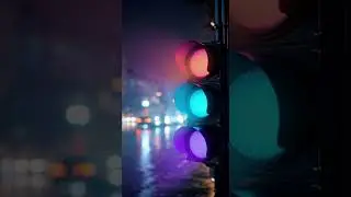 Traffic Lights On A Rainy Day #rainyday #relaxing #trafficlight #rain #night