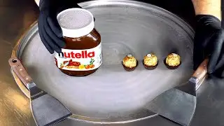 ASMR - nutella & Ferrero Rocher Ice Cream Rolls | fast oddly satisfying Chocolate Tingles - 4k Food