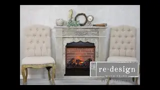 re&bull;design with Prima&reg; Decor Transfer&trade; on a Faux Fireplace