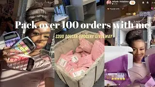 Pack over 100 orders with me|Giveaway to celebrate 1k subs w/Jaliyah.Kreationz