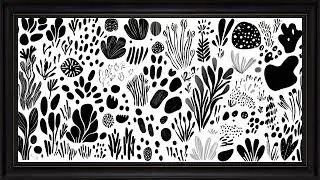 Abstract Botanical Shapes Wall Decor: Black Framed TV Art Screensaver in 4K