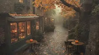 Cozy Caf&eacute; Shop Ambience at Autumn Victorian Town | Dark Melancholic Piano & Rain | Relax and Unwind