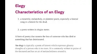 Elegy | Difference between Eulogy and Elegy | Characteristics | Example of Elegy