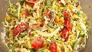 Leckerer Salat in 5 Min.! Ich werde nie m&uuml;de, diesen Salat zu essen! Chinakohlsalat mit Mayonnaise