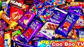 Lots of KitKat Cadbury Munch Dairymilk Perk Crispello Gems Kinderjoy Chocolate unboxing asmr