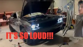 Installed Long Tube Headers on cousin R/T!!!!