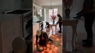 Luxury Kitchen Transformation | Cherry Blossom Epoxy Floor 😍 #diy #renovation #shorts #reels