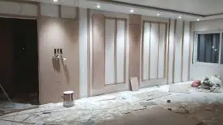 Living Hall Wall Cliding With Vineer or PU Paint