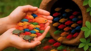 Catch Colorful Fish in Fish Pond | Aquarium Koi & Turtle Adventure