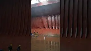 Bulk Carrier Ship. Cargo Hold Cleaning