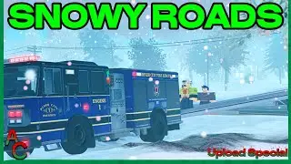 Huge Winter Storm Causes Fire Engine To Slide Off Of Road!! ERLC Roblox