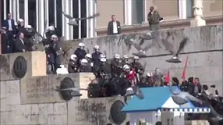 Protests against a new law that restricts the right to strike and austerity measures in Athens