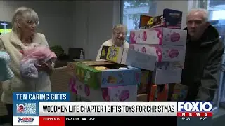 10 Caring Gifts Toy Drive: Woodmen Life Chapter 1, Comic Cowboys make donations
