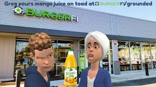 Greg pours mango juice on toad at burgerfi/grounded
