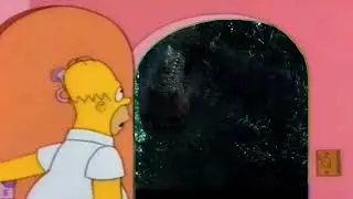 Homer Simpson answers door for Indominus Rex meme