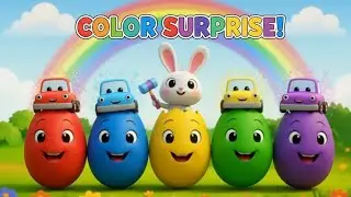 Colorful Eggs Surprise 🚗🥚 | Learn Colors with Cars & Bunny | Fun Nursery Rhyme for Kids⚡