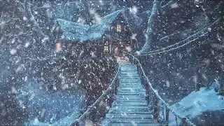 ❄️Widespread Blizzard Sound & Howling Mountain Wind Around Cozy Cabin Helps You Sleep Fast☃️