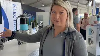 Brielle explains ElectroStrainer Pro and SeaStrong RDP RunDry Pump at Ft Lauderdale Boat Show
