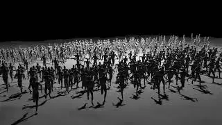 Crowd Simulation in Houdini walking and running 500 people