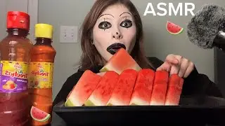 ASMR~ 🍉💗Eating Watermelon with Chamoy & Chile Powder 💗🍉