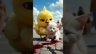 Chick saves seriously injured cat 🐥 #ChickRescue #CuteAnimals #AnimalRescue