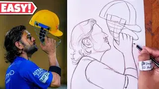 CSK MS Dhoni drawing || How to draw Dhoni step by step || MSD drawing 💛