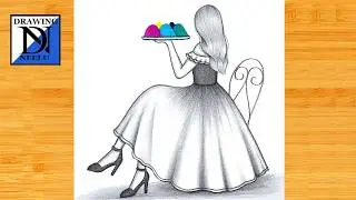 How to draw a Sitting Girl with Holi Colours | Pencil sketch for beginner | Happy Holi drawing