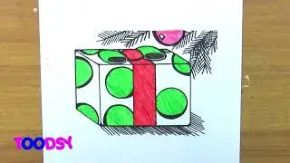 How to Color Christmas Presents Under Mistletoe Coloring Page