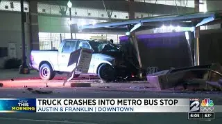 Truck crashes into Metro bust stop