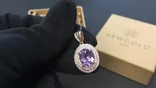 ! Подвеска 095057 из красного золота 585 пробы с аметистом и фианитами