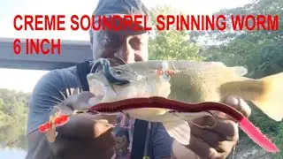 CREME PRE RIGGED SOUNDREL SPINNING  WORM  6 IN