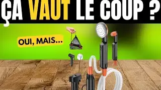 Douche Portative 3000 mAh pour Camping &ndash; 3 Pommeaux, Tuyau 1,8 m, Id&eacute;al Voyages